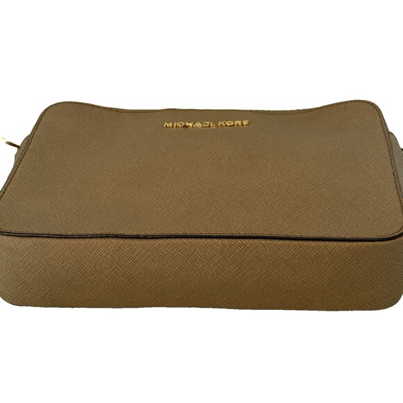 MICHAEL KORS Women Jet Set East West Crossbody Saffiano Tan Leather Purse Bag - Picture 8 of 16